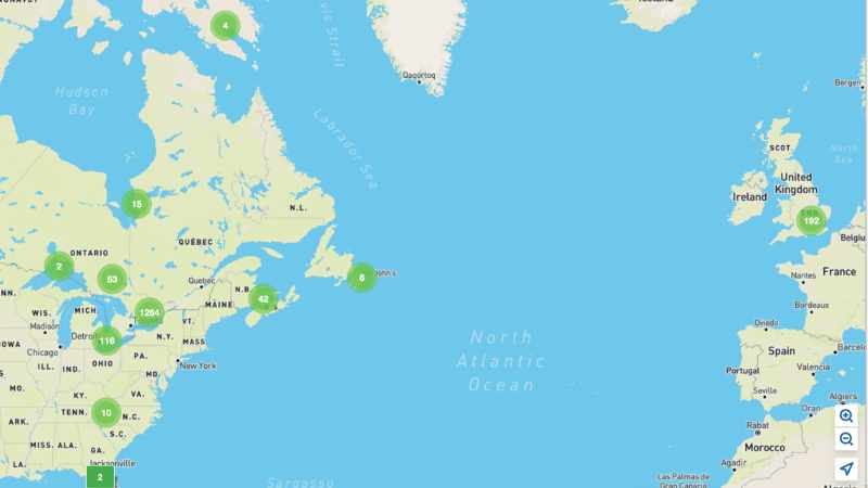 Map showing community water quality sites